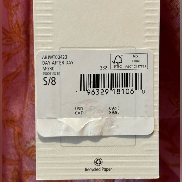 Billabong Day After Day boho crinkle long sleeve  size S/8 - pink and orange - Picture 8 of 10